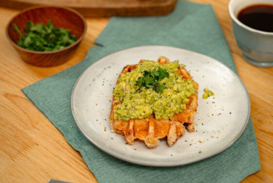 Breakfast: Avocado Cheese Waffle